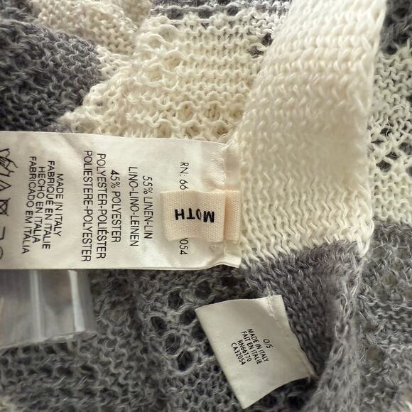 Anthropologie Moth sz One Size gray white striped poncho linen knit top NWOT - Picture 6 of 9